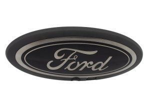 Ford F-150 Emblem Kit - Front + Rear - Ford Racing - With Camera Provision + Smoked Chrome Oval - Black - `18-`20 Ford F-150 Emblem Kit - Front + Rear - Ford Racing - With Camera Provision + Smoked Chrome Oval - Black - `18-`20